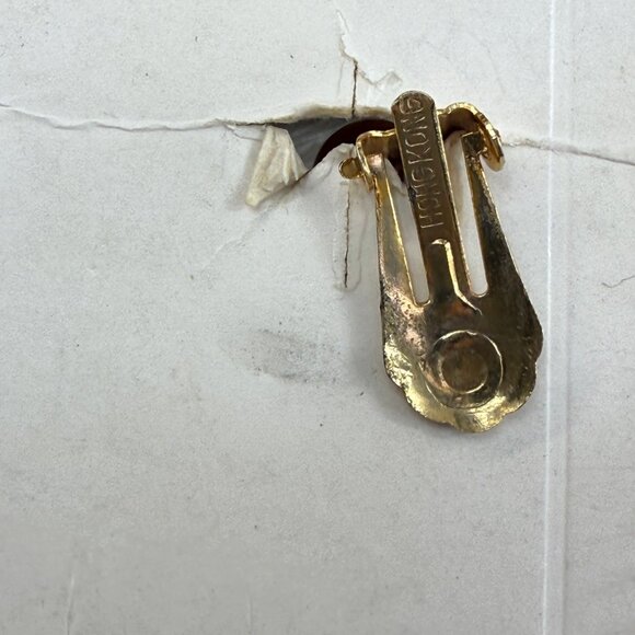 Vintage On Card Hong Kong Cluster Bead Gold & Silver Clip-on Earrings - Picture 4 of 6